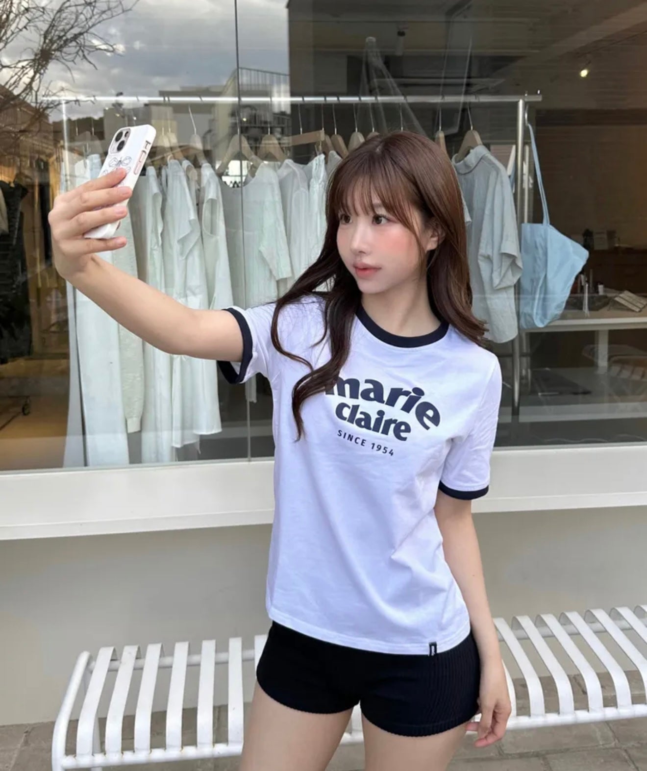 [Marie Claire] Logo Ringer Short Sleeve T-shirt