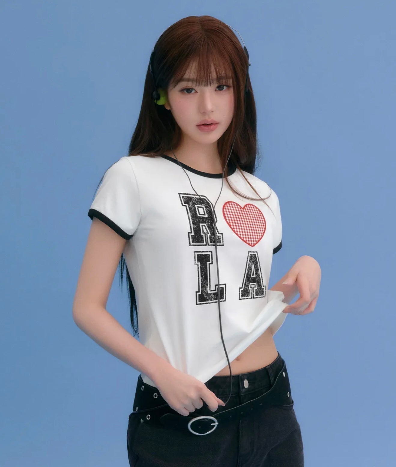 [ROLAROLA] I LOVE ROLA PATCHWORK RINGER T-SHIRT WHITE