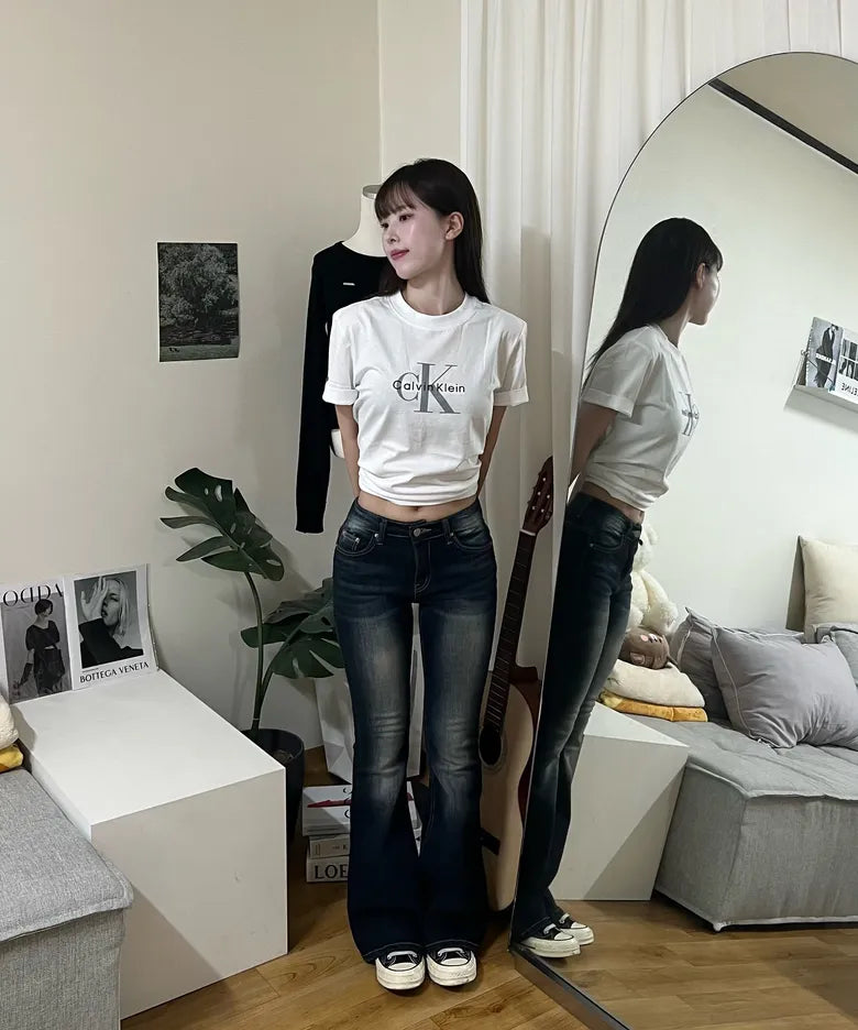 [Calvin Klein] Women’s Monogram Logo Short Sleeve T-Shirt (White)