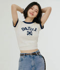 [SATUR] Shin Ye-eun’s PICK (W) Arch Logo Ringer Short Sleeve T-shirt