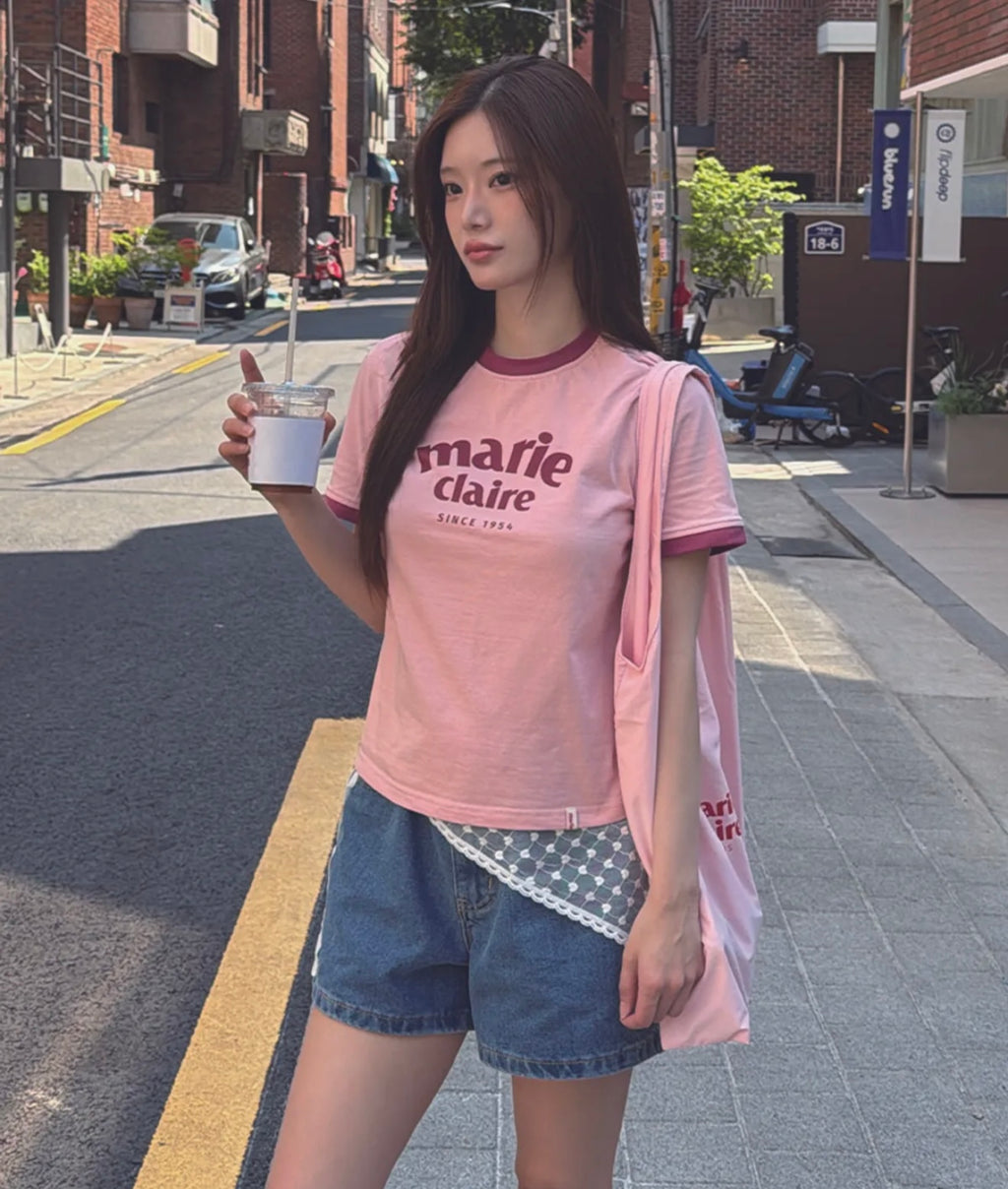 [Marie Claire] Logo Ringer Short Sleeve T-shirt