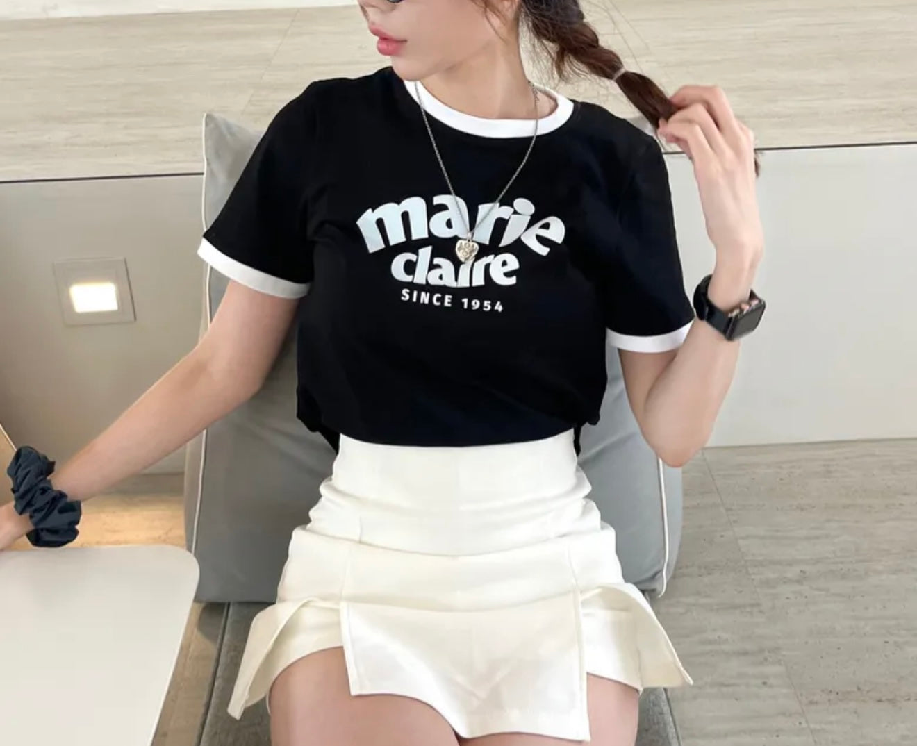 [Marie Claire] Logo Ringer Short Sleeve T-shirt