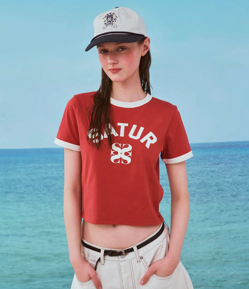 [SATUR] Shin Ye-eun’s PICK (W) Arch Logo Ringer Short Sleeve T-shirt