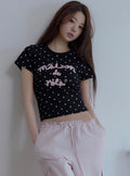 [ROLAROLA] MAISON DE ROLA EMBROIDERY DOT T-SHIRT BLACK