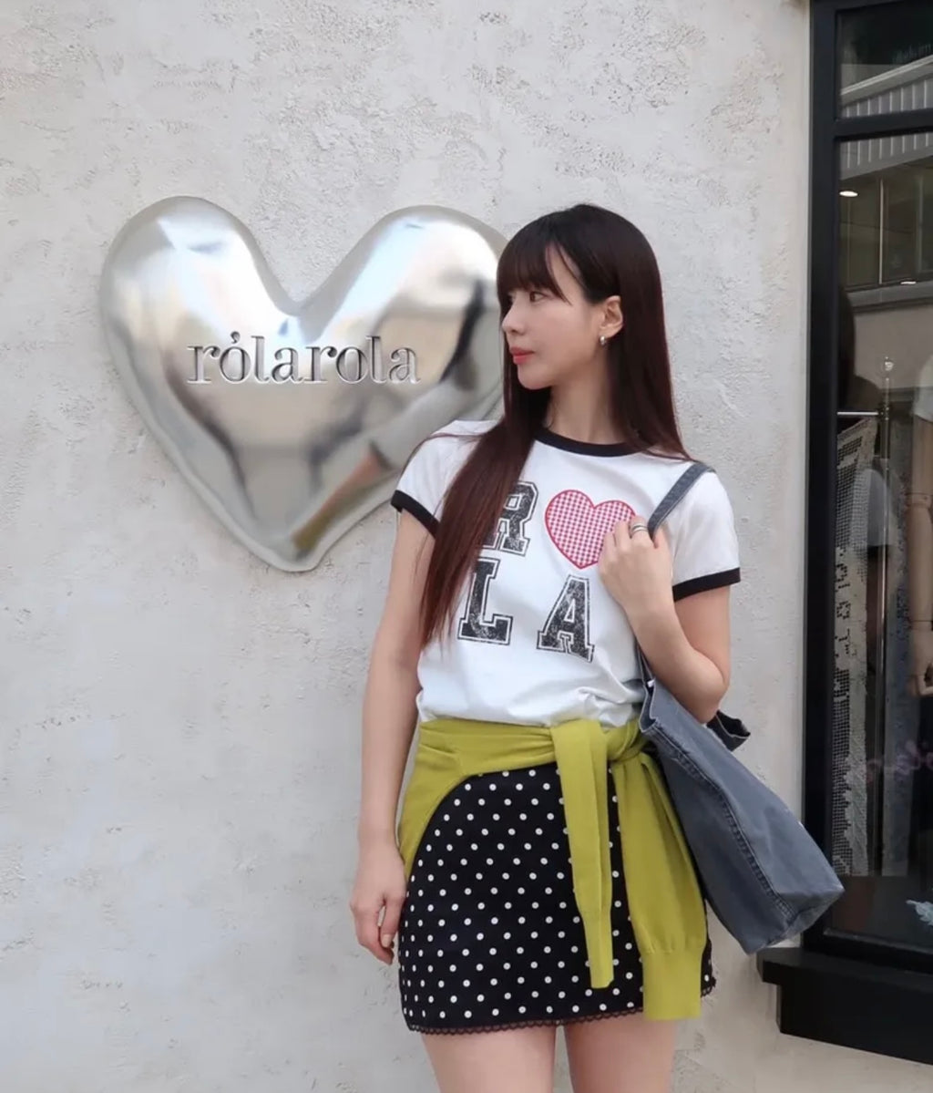 [ROLAROLA] I LOVE ROLA PATCHWORK RINGER T-SHIRT WHITE